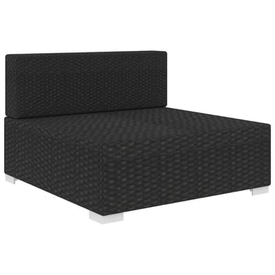 vidaXL - Middenbank - 1 - st - met - kussens - poly - rattan - zwart