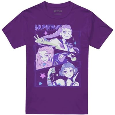K-Pop Demon Hunters Unisex Adult Huntr/X Anime T-shirt (Paars)