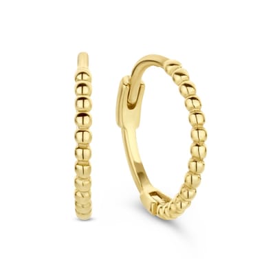 New Bling 9NB-0773 Zilveren Oorringen - Dames - Bewerkt - Bolletjes - 12 x 1,1 mm - Zilver - Gold plated (Verguld/Goud op Zilver)