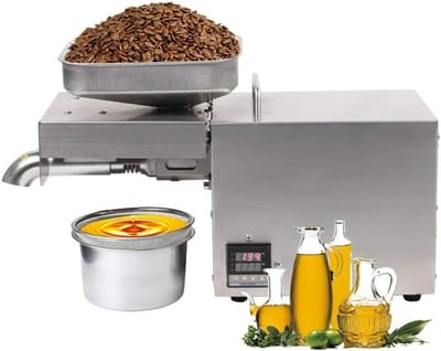 Elektrische Oliepers - Automatische Oliepers Machine - RVS - Voor Zaden & Noten - Koude en Warme Persing - RVS Keukenmachine