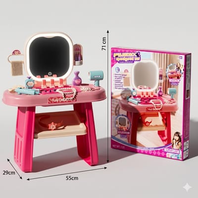 Kinder Kaptafel – Beauty & Make-Up Speelset met Spiegel – Interactief Rollenspel Speelgoed – Voor Peuters & Kleuters – Inclusief Accessoires