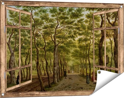 Gards Tuinposter Doorkijk Het Herepad in het Haagse Bos - Paulus Constantijn la Fargue - 90x60 cm - Tuindoek - Tuindecoratie - Wanddecoratie buiten - Tuinschilderij