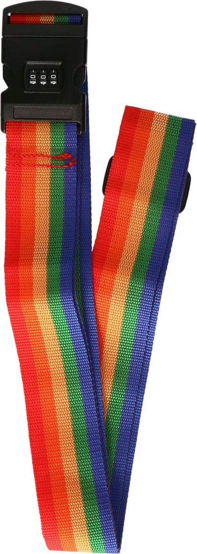 Bellatio design Bagageriem - regenboog - kofferriem met cijferslot - 200 x 6 cm - verstelbaar