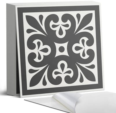 Coloray Plaktegels - Patroon met elegante motieven Portugese Tegels - 30 cm x 30 cm - Zwart Plaktegels - 9 stuks - Vierkant PVC Tegels - Plaktegels Keuken - Zelfklevende Vloertegels - Vinyl Tegels - Zelfklevende Tegels
