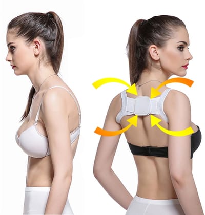 Houdingscorrector Geschikt voor vrouwen – verstelbaar orthopedisch frame ter verlichting van een slechte houding – Geschikt voor bovenrug, schouders, nek en sleutelbeen (wit)