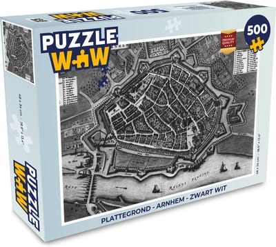 Puzzel Plattegrond - Arnhem - Zwart Wit - Legpuzzel - Puzzel 500 stukjes - Stadskaart