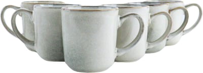OTIX Koffiekopjes - Met Oor - Set van 6 - Koffietassen Groot - Theemok - 420ML - Aardewerk - BEECH