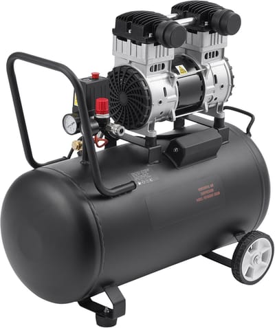 Luchtcompressor - Olievrij Draagbaar - Stalen Tank 57 L - Motor 2 HP - Luchtdebiet 150 l/min (5,3 CFM) @ 6,2 bar - Max. 8,6 bar (125 PSI) - Geluidsniveau 78 dB