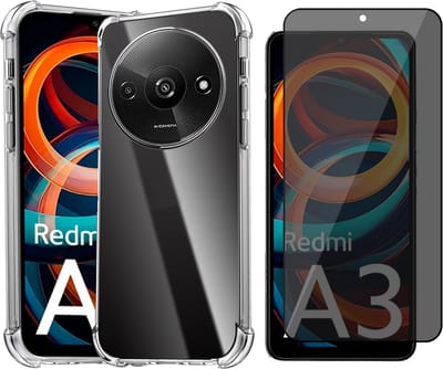 Hoesje geschikt voor Xiaomi Redmi A3 - Privacy Screenprotector Volledig Dekkend Glas - Shockproof Transparant