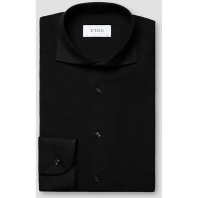 Eton Overhemd Uni Four-Way Stretch Zwart / male