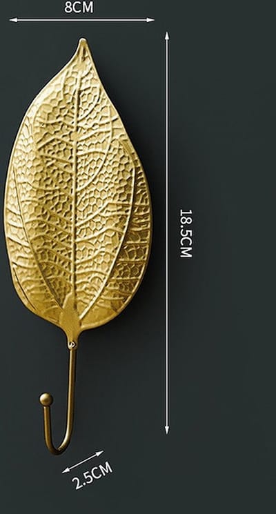 Ophanghaak - Decoratieve ophanghaak 7 - Goudkleurig - Muurhaak - Bladvorm - 7 verschillende Designs