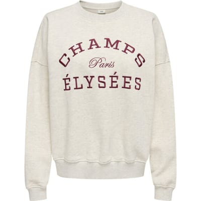 Jacqueline de Yong beige dames trui   Ronde hals   Regular fit   Tekst patroon   Duurzaam   Lange mouw Beige XS
