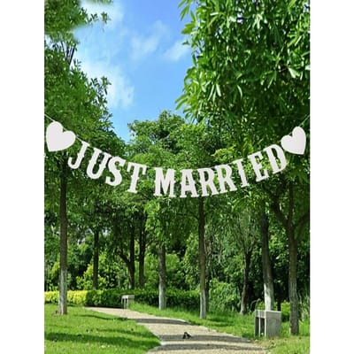 Net Getrouwd Witte Liefde Slingers, Banner Bloemen Slingers, Bruiloft Slingers, Bruiloft Shoot Props L gray