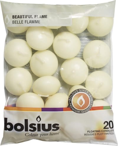 Bolsius - Drijfkaarsen - Ø4,5 cm - 20 stuks per verpakking - Ivoor