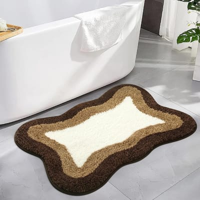 Badkamermat - Ultrazachte, antislip mat met kleurverloop - Waterabsorberende, wasbare microvezelmat - Geschikt voor vloeren, badkuipen en doucheruimtes - Bruin/Wit - 40*60 cm
