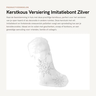 Dailygoods- Kerstkous met imitatiebont - Sneeuwvlok/Pailletten - Hangende Versiering - Decoratie voor Kerstmis - Geschikt voor Geschenken - Mooi Cadeau voor Kinderen - Kerstsok