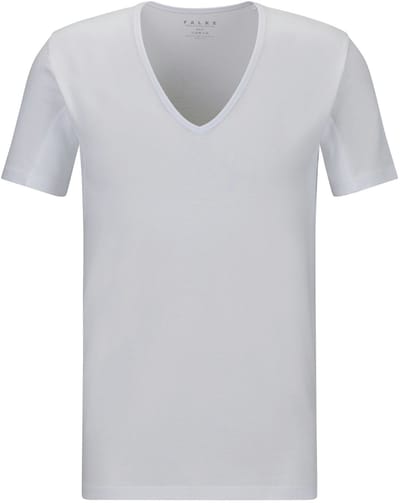 FALKE Daily Climate Control Deep V-Neck sneldrogend katoen top van onderlaag heren wit - maat M