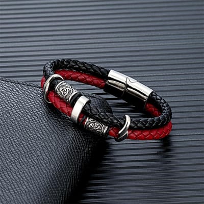 Vintage Vikings Kompas Meerlaagse Echt Lederen Armband Mannen Roestvrij Staal Norse Runen Valknut Armband Scandinavische Sieraden 21cm black