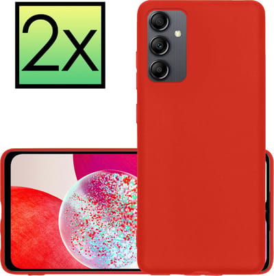 Hoesje - 2 Stuks - Geschikt voor Samsung Galaxy A14 - Sterk & Shockproof - Case Siliconen - Back Cover - Telefoon Hoes - Rood