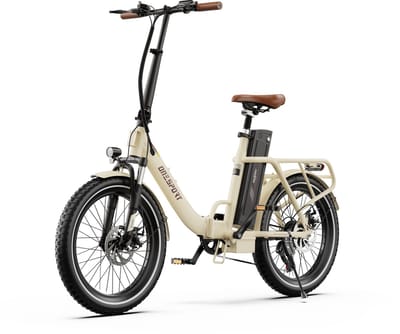 ONESPORT-Opvouwbare elektrische fiets-816Wh grote batterij-120 km ondersteuning-250W stille motor-40Nm koppel-20x3.0 inch banden-schijfrem-vering-bluetooth-connectie-weiß