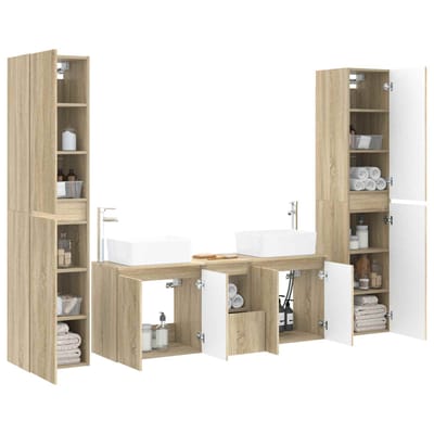 vidaXL - Badkamermeubel - Set - 5 - st - Sonoma - Eiken - 33 - x - 34,5 - x - 160 - cm