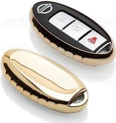 Autosleutel Hoesje geschikt voor Nissan - SleutelCover - TPU Autosleutel Cover - Sleutelhoesje Hoogglans Goud
