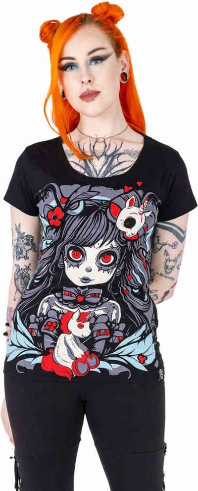 Cupcake Cult - Voodoo Unicorn Girl Dames Tshirt - XL - Zwart