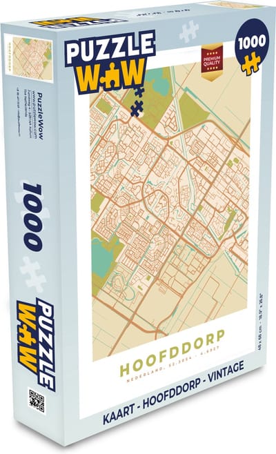 Puzzel Kaart - Hoofddorp - Vintage - Legpuzzel - Puzzel 1000 stukjes volwassenen