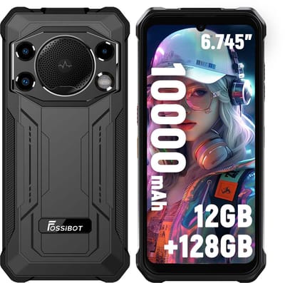 FOSSiBOT F110L Robuuste Smartphone - 8GB RAM - 128GB ROM - 10000 mAh - 6,745 inch HD+ IPS Scherm - IP68 Waterdicht Outdoor Telefoon - Android 15 - GPS,NFC,Face ID,OTG - Zwart