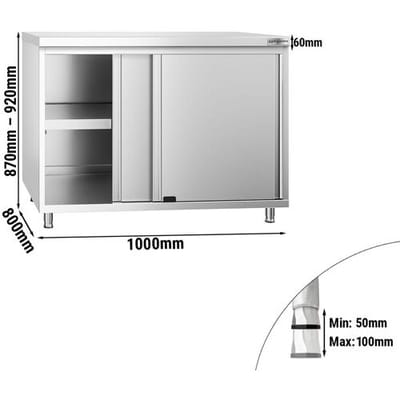 GGM Gastro Edelstahl Arbeitsschrank PREMIUM - 1000x800mm - mit Schiebetür Zilver
