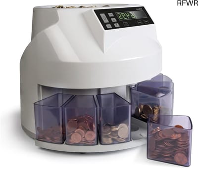 Muntenteller Sorteerder - Geld Teller - Snel Geld Tellen - Automatische Sorteerfunctie - 300-500 Munten - Wit Grijs Blauw