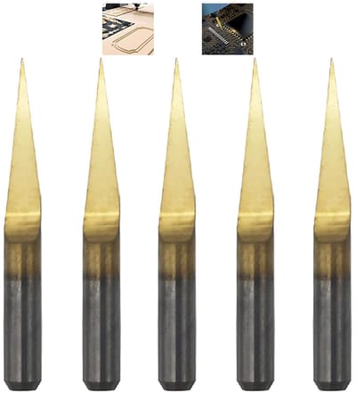 5 Stuks Titanium Coating Graveerbiten, Carbide PCB Graveerbits, 3.17mm CNC Freesgereedschap voor Precisie Graveerwerk