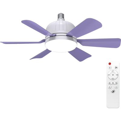 Stille verwijderbare ventilatorbladventilatorlamp Ventilatorlamp met zes bladen Kleurtemperatuur instelbaar van 3000K-6500K blauw