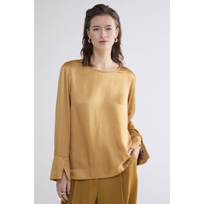 Summum Woman Top Hammered Viscose Camel Brown Size: 38 | Long-Sleeved Tops Outlet | Dames | Bruin