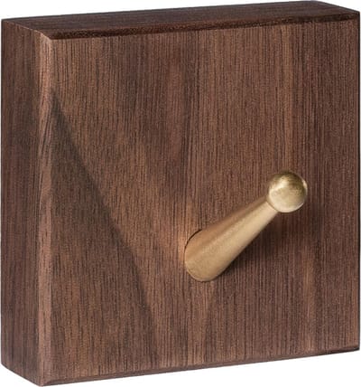 QUVIO Ophanghaak - Wandhaak - Handdoekhaak - Kapstokhaak - Wandkapstok haak - Wandhaak zwart - Jashaak - Vierkant - Hout - Inclusief bevestigingsmateriaal - Donkerbruin en goud