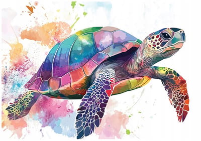 WALLARENA - Fotobehang - 150x105 cm - kleurrijke schildpad dieren flizeline behang