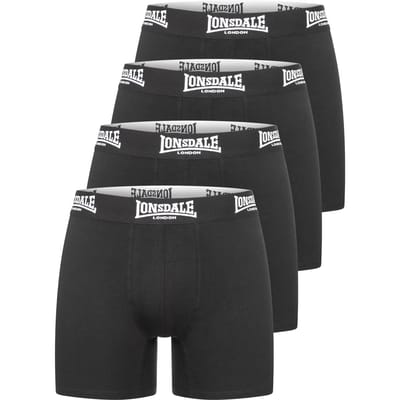 Lonsdale London Boxers - West Challow (Set van 4) - S tot M - voor Mannen - zwart