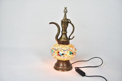 Turkse Ibrik tafellamp - handgemaakt multicolour - 2 delen - voor binnen en buiten - 45 cm hoog