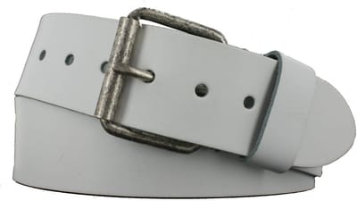 Leren Dames/Heren Riem Glad Leer | 5cm breed | Riemmaat: 105cm (totale lengte: 120cm) | 100% echt leer | Kleur: wit | Nikkelvrije gesp
