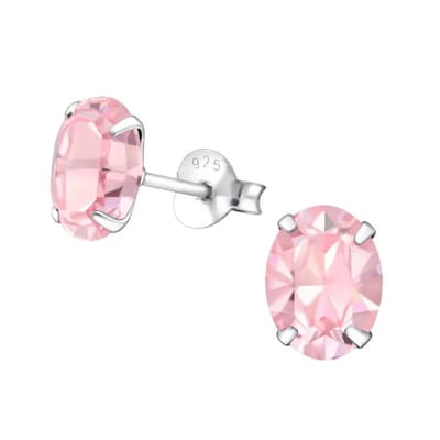 Aramat Jewels | Oorbellen | Zilveren Kristallen Oorbellen ovaal | 6x4mm / Licht Roze | | | Zilver | Kinderen, Volwassenen | Verkleurd niet