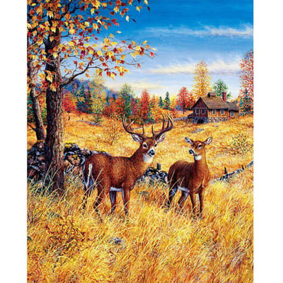 Volledige boor 5D Diamantborduurwerk Herfst Herten Paar Mozaïek Cadeau DIY Diamant Ambacht Schilderij Diamant 20X30CM white