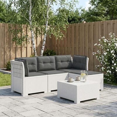 vidaXL - 4-Zitter - Tuin - Sofa - met - Kussens - Rattan - Look - PP - Wit