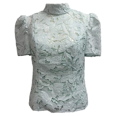 Zimmermann Natura Hoge Hals Kanten Blouse in Mintgroene Polyester