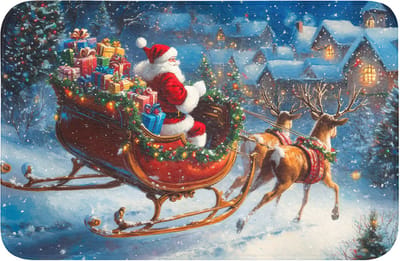 Badmat 60x40 cm - Antislip - Kerstman - Rendier - Kerst - Sneeuw - Badmatten voor badkamer - Badkamermat - Douchemat - Badkamer mat