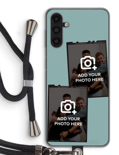 Gepersonaliseerd - Case Company® - Hoesje met koord geschikt voor Samsung Galaxy A13 5G hoesje met Koord - Polaroid Zwart - Telefoonhoesje met Zwart Koord - Bescherming aan alle Kanten en Over de Schermrand