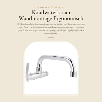 Dailygoods- Koudwaterkraan Hoogwaardige constructie - Wandmontage - Ergonomische handgreep - Corrosiebestendig - 360 graden rotatie - Duurzaam messing lichaam - Keukenkranen