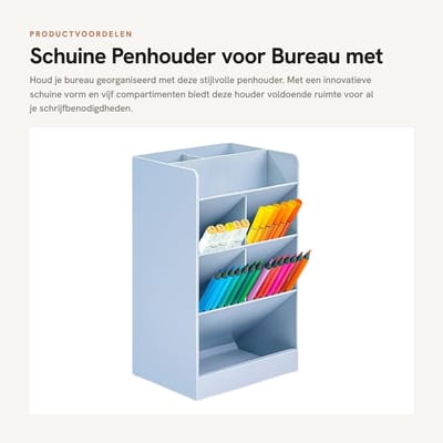 Dailygoods- Penhouder met 5 compartimenten - Schuine ontwerp - Bureau organizer - Kunstbenodigdheden opslag - Grote capaciteit - Exquisite uiterlijk - Potloodhouder