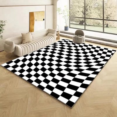 Mode Retro Dambord Tapijt Woonkamer Slaapkamer Decoratie Bedzijde Antislip Zachte Mat Huis Wasbaar Pluche Kleden Aanpasbaar 60*90cm