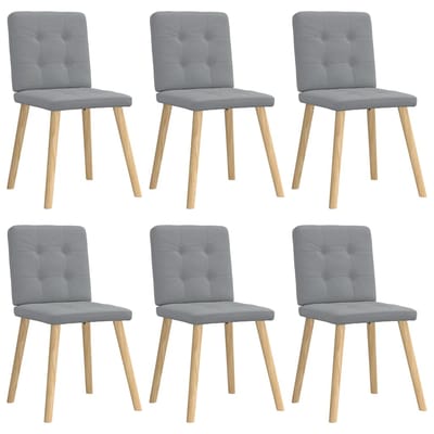 vidaXL - Eetkamerstoelen - 6 - st - stof - lichtgrijs
