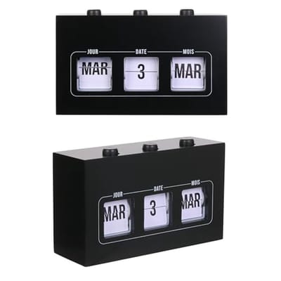Decoratieve Flip Kalender - Permanente Kalender voor Huis en Kantoor, Zwart, 11,5 x 19,5 x 5,5 cm
